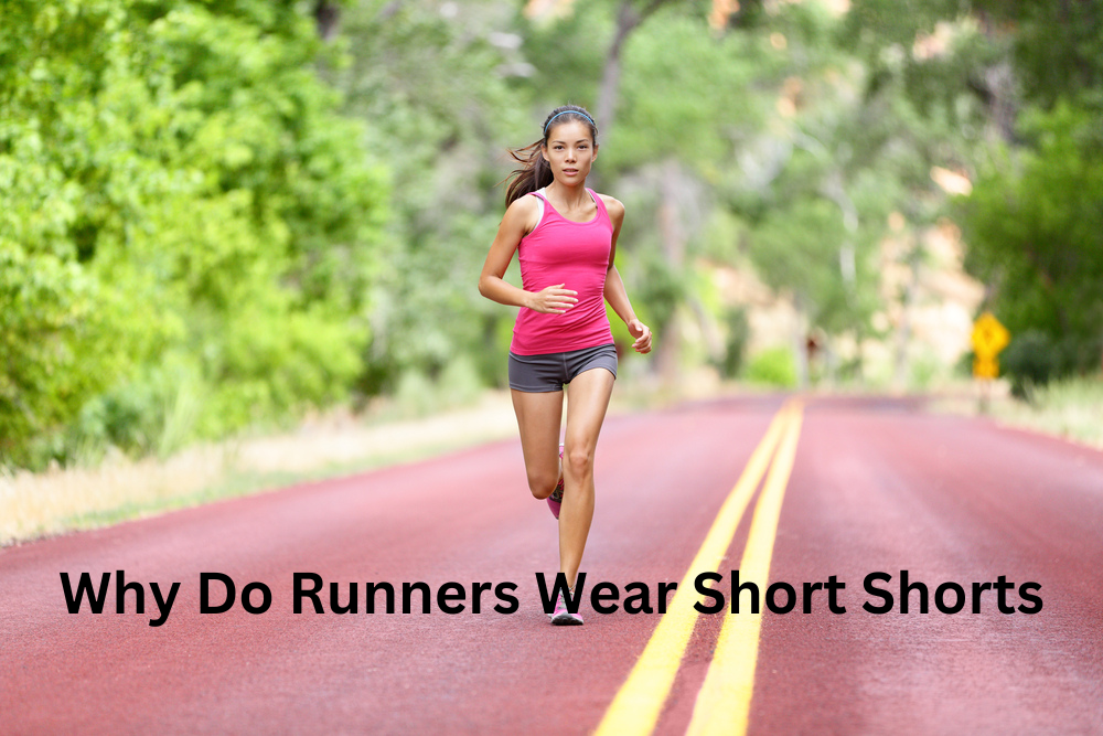 female runner running on the road wearing short shorts